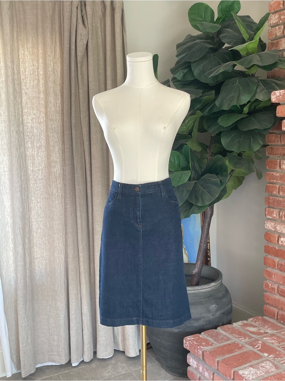 Eileen Fisher Deep Navy A-Line Denim Skirt